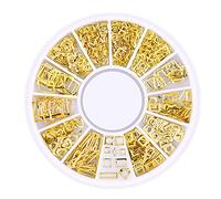 Danlai 200 Count/Pack 3D Gold Métal Nail Stickers Stickers Glitter Nail Art Charm Kit Mixte Accessoires pour Femme Girl DIY Nail Design Bijoux Décoration Artisanale, Série Creuse