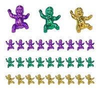 Danlai 30 Figurines De Bébés Rois, Bébés De Mardi Gras pour Gâteau, Petits Bébés en Plastique Métallisé pour Décorations De Baby Shower