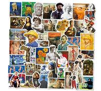 Danlai Autocollants De Peinture À l'huile, 52 Pcs Peintures Célèbres Sculptures Stickers Vinyle Imperméables pour Bouteilles D' Vélo Ordinateur Portable Réfrigérateur Bagage Computer Téléphone Mobile