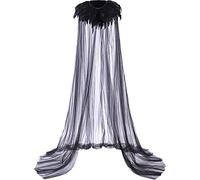 Danlai Black Evil Méchant Cape Cape Queen Steampunk Feather Collar Witch Cap Halloween Cosplay Witch Cape Costume