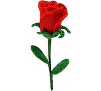 Danlai Crochet Rose en Tricoet Fleur À Main Crochet Artificiel Simple Rose Rouge Belle Fausse Fale De Rose pour Cadeau d'anniversaire