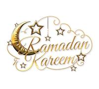 Danlai Décorations Ramadan Mubarak : Sticker Mural Lune Dorée, Autocollant Mural, Décoration Eid, Art Mural pour L'islam