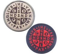 Danlai Lot De 2 Écussons Croix De Saint Benoît - Écussons Catholiques Brodés 3D De Saint Benoît, Autocollants Thermocollants pour Vêtements