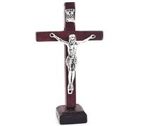 Danlai Wood Cross Crucifix Wall Cross Statue Figurine Baroque Crucifixion Catholic Jésus Ornement De Bureau Décoration Chrétienne Décoration