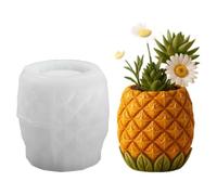 DanLingJewelry 1 moule en silicone en forme d'ananas pour moulage en résine | Moule intérieur texturé en forme d'ananas, base lourde en silicone, corps blanc, large ouverture, pour vase à ciment