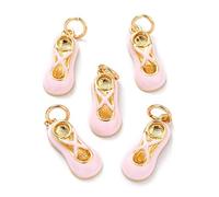 DanLingJewelry 10Pcs laiton émail rose ballet danseur chaussures charmes pour bijoux artisanat faire bricolage