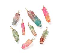 DanLingJewelry 30 Pcs Natural Bullet Quartz Stones Pointed Pendentifs Two Tone Fil Enveloppé Chakra Reiki Healing Crystal Charms pour la fabrication de bijoux bricolage