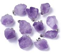 DanLingJewelry 30Pcs Natural Améthyste Nuggets Pendentifs Crystal Healing Chakra Reiki Charms de pierre précieuse pour bricolage collier bijoux faisant des métiers