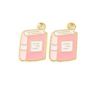 DanLingJewelry Lot de 10 breloques en émail rose sur le thème de l'école, enseignant, étudiant, outils d'étude, pendentifs pour bricolage, bijoux, loisirs créatifs, fournitures pour les amateurs de