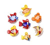 DanLingJewelry Lot de 10 breloques en forme de poisson de couleurs mélangées - Pendentifs d'animaux marins - Pour la fabrication de bijoux - Cadeaux de fête sur
