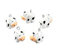 DanLingJewelry Lot de 10 mini pendentifs en résine opaque 3D en forme de vache noire et blanche pour la fabrication de bijoux, colliers et bracelets