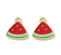 DanLingJewelry Lot de 100 breloques pastèque en émail plaqué or pour fabrication de bijoux - 13,5 x 12 x 1,5 mm