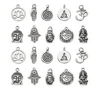 DanLingJewelry Lot de 100 breloques vintage en forme de main de Fatima de Bouddha Om Lotus pour la fabrication de bijoux - 10 styles
