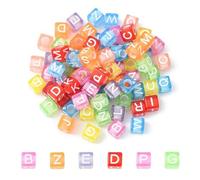 DanLingJewelry Lot de 100 perles carrées en acrylique transparent de 6 mm avec lettres de l'alphabet de A à Z pour la fabrication de bijoux et colliers