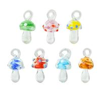 DanLingJewelry Lot de 14 pendentifs en verre faits à la main en forme de champignon de couleurs mélangées pour la fabrication de bijoux, Métal non précieux, Pas de gemme