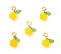 DanLingJewelry Lot de 5 breloques en agate citrouille avec fermoirs à ressort en laiton - Agate naturelle - Décorations pour la fabrication de bijoux et les travaux manuels