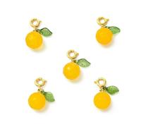 DanLingJewelry Lot de 5 breloques en agate en forme d'orange avec fermoirs à ressort en laiton - Décorations pour porte-clés, fabrication de bijoux