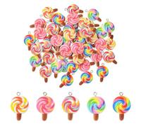 DanLingJewelry Lot de 50 breloques en résine opaques en forme de sucettes 5 couleurs pour fabrication de bijoux