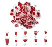 DanLingJewelry Lot de 50 mini verres à cocktail, jus, thé, boissons, mini verres à vin rouge, accessoires de décoration pour maison de poupée