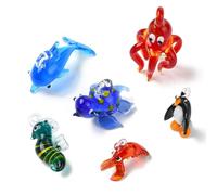 DanLingJewelry Lot de 6 pendentifs en verre fait à la main en forme d'hippocampe, tortue, dauphin, pieuvre pour la fabrication de bijoux et colliers