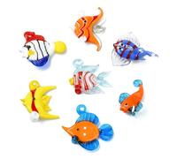 DanLingJewelry Lot de 7 pendentifs en verre soufflé faits à la main en forme de poisson tropical 3D pour la fabrication de bijoux, bracelets, ornements