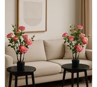DanLink Lot de 2 rosiers artificiels en pot - 70 cm - Roses artificielles en pot - Décoration de mariage, décoration de table, balcon, terrasse, jardin, hôtel, restaurant (rose)