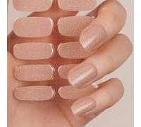 DANNI & TONI Lot de 28 films pour ongles en gel semi-durci (Simply Sand) Nude Nude Argent Uni Brillant Film semi-trempé pour ongles Autocollants pour ongles Design Wraps
