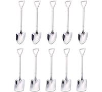 DANNMPX Cuillère dix Pcs Cuillère à café en Acier Inoxydable cuillère créative Pelle Coiffe de crème glacée Vaisselle Cadeau d'anniversaire Couverts(Silver Square Spoon)