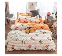 DANNMPX Ensemble Housse Couette Ensembles De Literie 4pcs Housse Couette Imprimée Taie d'oreiller Double Draps Ensemble Couvre-lit avec Literie(Oranje,2.2m)