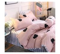 DANNMPX Ensemble Housse Couette Ensembles De Literie 4pcs Housse Couette Imprimée Taie d'oreiller Double Draps Ensemble Couvre-lit avec Literie(Rosa,2m)