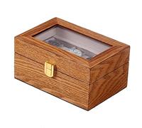 DANNMPX Étui Montres Montre Organisateur Affichage Vintage Bois 3 Fentes Boîte Étui Présentoir Clair Haut Verrouillable Boîtier Stockage(Bruin)