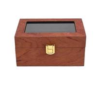 DANNMPX Étui Montres Montre Organisateur Affichage Vintage Bois 3 Fentes Boîte Étui Présentoir Clair Haut Verrouillable Boîtier Stockage(Red Brown)