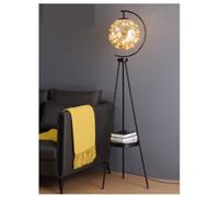 DANNMPX Floor Lamp Lampadaire Trépied Lampe sur Pied LED Moderne avec Étagère De Lecture Abat-Jour en Verre À Pôle Haut Luminaires Pied Salon(Black)