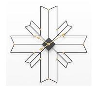 DANNMPX Horloge Murale Salon Grande Horloge Murale Décorative Silencieuse Croix Polygone en Métal pour Salon Cuisine Chambre Décoration Pendules Murales(Black)