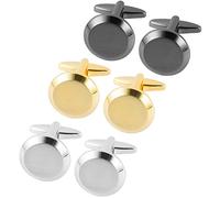 Dannyshi Boutons de manchette classiques pour homme - Avec boîte cadeau - Argenté/doré/noir, 18mm, Cuivre, Sans pierre précieuse