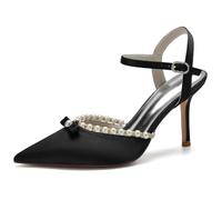 DANOBAB Talon Haut pour Femmes, Talons Sexy À Bout Fermé À Bout Fermé pour Les Femmes, Boucle De Pompes Habillées pour La Fête du Soir De Rencontres De Mariage - 3,34 Pouces,Noir,37