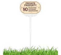 Danoib Private Property Panneau « No Trespassing » avec piquet de 91,4 cm, 32,5 x 19,8 cm, plaque de jardin « No Soliciting Loitering Trespassing » pour porte d'entrée/pelouse/jardin et entreprise