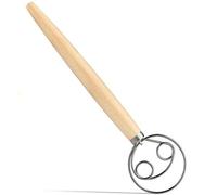 Danois Pâte Fouet Acier Inoxydable Pâte à Pain Batteur à Main Manche en Bois Outils de Cuisine