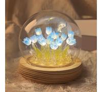 Danolt Veilleuse tulipes bleues, Lampe tulipe Lampe à fleurs pour filles et femmes