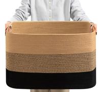 danpinera Panier de Rangement Rectangulaire pour Couvertures, Grand Panier de Plafond pour le Salon, 70L, Grand Rangement Tissé pour L'organisation des Jouets et le Linge, Dégradé de Marron Noir