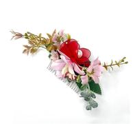 DANRENPANG Peigne à cheveux de mariée, accessoire pour cheveux de mariée, accessoire de cheveux floral, feuille et bandeau floral pour filles (rouge)