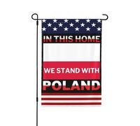 Dans cette maison, nous soutenons la Pologne. Drapeau de jardin « Que Dieu bénisse la Pologne ». Drapeau de jardin gratuit, double format (32 x 46 cm), décoration extérieure pour la maison.
