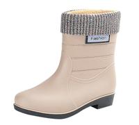 Dans Chaussures Et Women's Spring Summer Autumn And Winter Short Tube Medium Tube Plus Velvet Cotton Removable And Washable Outdoor Fashion Work Fishing Car Pantoufles De Maison Chaudes (Khaki, 37)