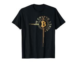 Dans Crypto, je fais confiance à BTC Bitcoin Crypt - T-Shirt Femme Crypto-mo, Logo Bitcoin, Coupe Classique, Manche Courte, Noir, Taille S