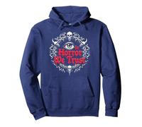 dans Horror We Trust Spooky Skull Eye Gothic Men Macabre Sweat à Capuche, Unisexe pour Adultes, Bleu Marine, L