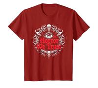 dans Horror We Trust Spooky Skull Eye Gothic Men Macabre T-Shirt, Enfant, Canneberge, 8 Ans