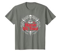 dans Horror We Trust Spooky Skull Eye Gothic Men Macabre T-Shirt, Enfant, Vert Kaki chiné, 12 Ans