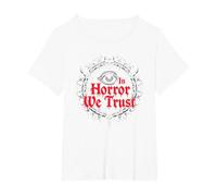dans Horror We Trust Spooky Skull Eye Gothic Men Macabre T-Shirt, Femme Grandes Tailles, Blanc, 1X