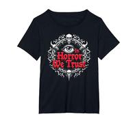 dans Horror We Trust Spooky Skull Eye Gothic Men Macabre T-Shirt, Femme Grandes Tailles, Noir, 1X