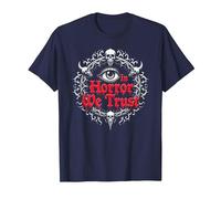 dans Horror We Trust Spooky Skull Eye Gothic Men Macabre T-Shirt, Homme, Bleu Marine, 3XL